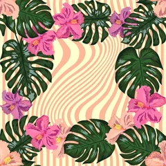 Foto op Plexiglas Floral exotic tropical seamless pattern tropic hawaiian wallpaper. Botanical print. Modern floral background. © MichiruKayo
