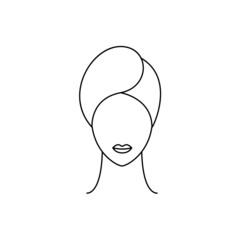 female head with towel and lips icon for beauty salon