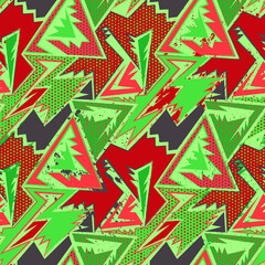 Seamless abstract urban pattern with curved colorul geometry shapes