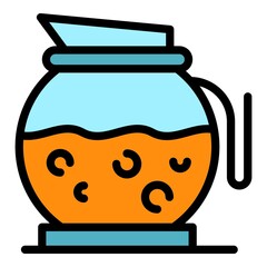Coffee glass pot icon. Outline coffee glass pot vector icon color flat isolated