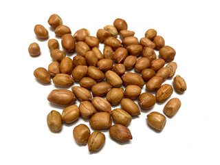 Peeled peanuts on white