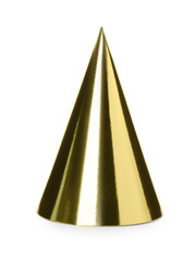 Bright party hat isolated on white. Festive accessory