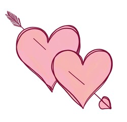 Doodle illustration of a heart with cupid's arrow