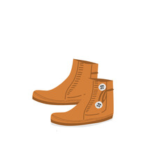 Vector illustration of ankle boots. Caramel color boots for spring, fall, and winter fashion. Detail 