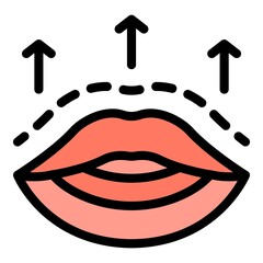 Lips surgery icon. Outline lips surgery vector icon color flat isolated