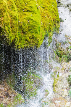 Dreimuhlen waterfall falling down mossy slope