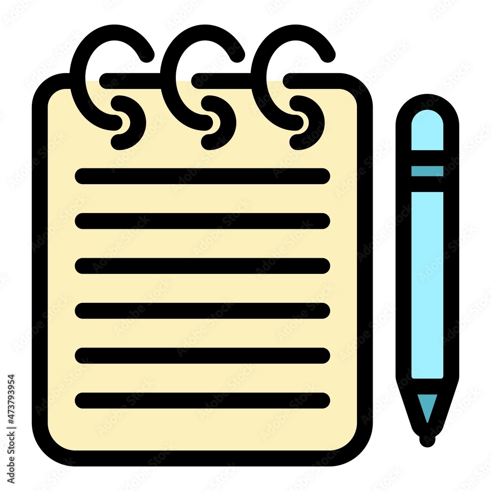 Poster sketch notebook icon. outline sketch notebook vector icon color flat isolated