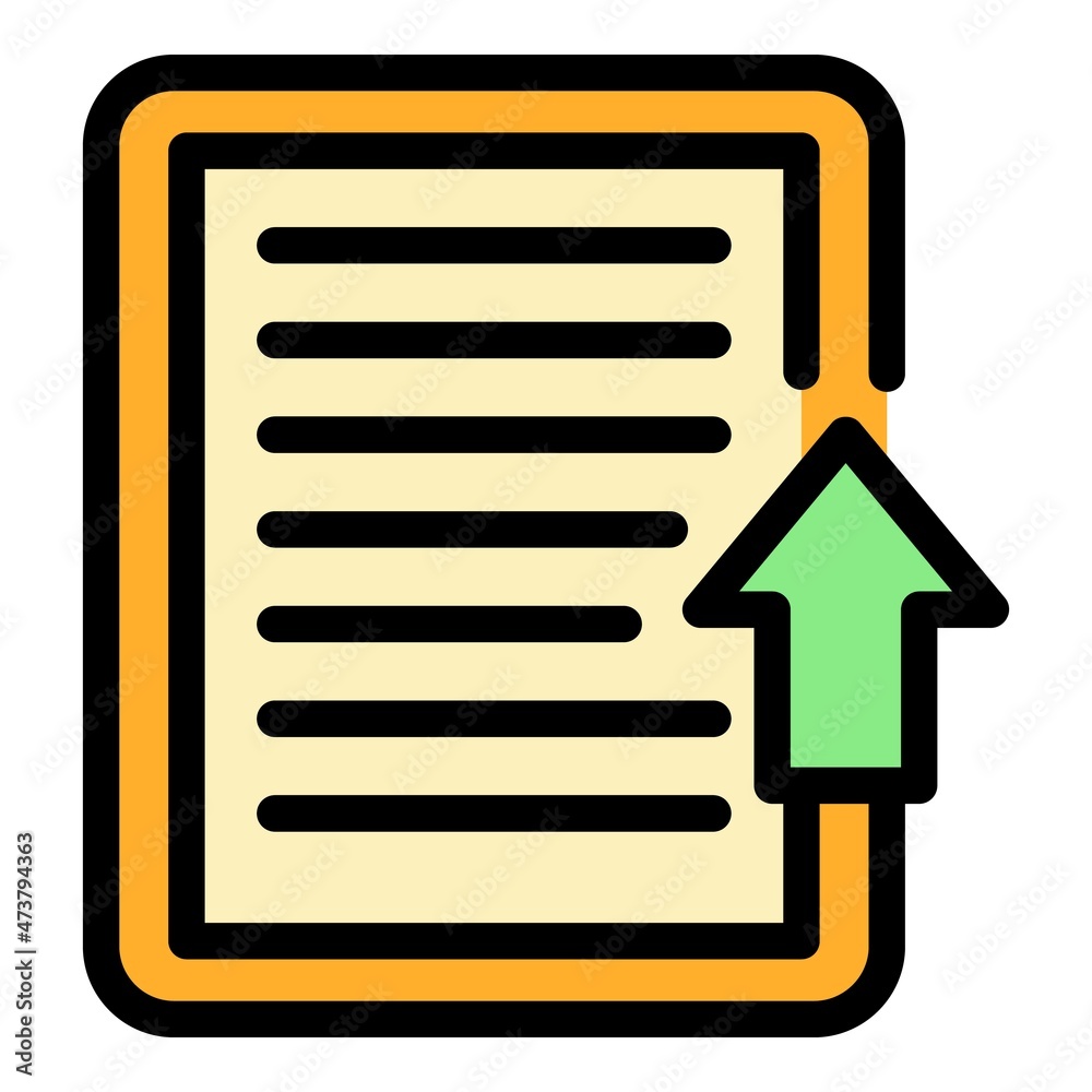 Poster upload tablet text icon. outline upload tablet text vector icon color flat isolated