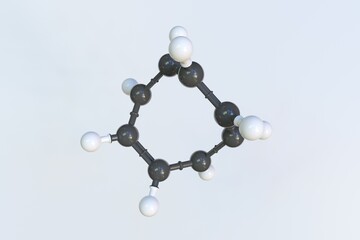 Molecule of cyclooctatetraene, isolated molecular model. 3D rendering