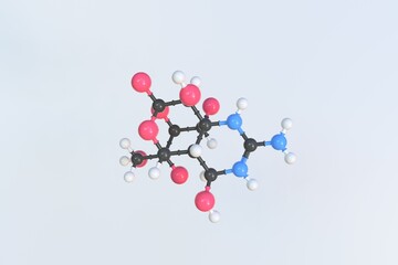 Molecule of tetrodotoxin, isolated molecular model. 3D rendering
