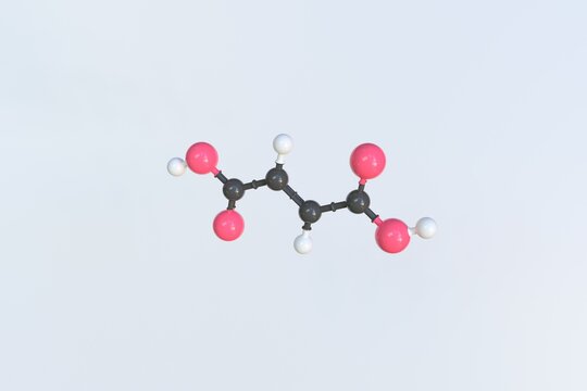 Fumaric acid molecule, scientific molecular model, looping 3d animation