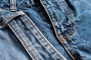 Fototapeta premium Background of old blue jeans