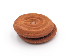 Chocolate Sandwich Cookies biscuits stuffed with chocolate isolated on white background