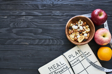 cereal food plan diet organic health wooden background