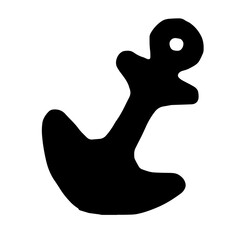 Fototapeta premium Beautiful hand drawn black vector illustration of one toy wooden boat anchor isolated on a white background
