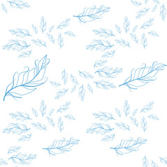 Pastel-colored seamless feather pattern. Seamless background with feathers of bird.