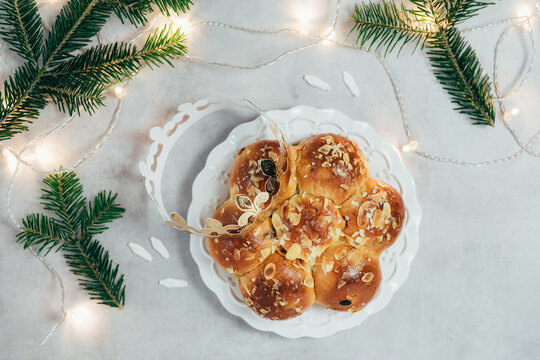 Swiss traditional bread - called in German Dreik&ouml;nigskuchen or Three Kings Cake - baked in Switzerland on January 6.