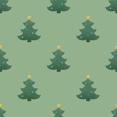 winter pattern with christmas tree with toys