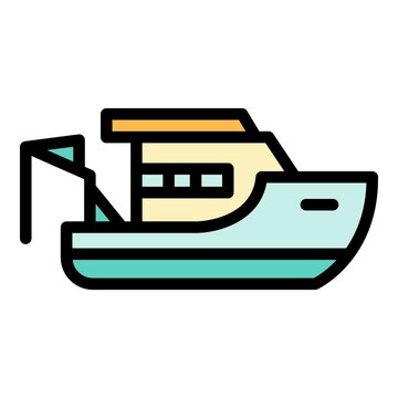 recommend clip art: Fishing boat crane icon. Outline fishing boat crane vector icon color flat isolated