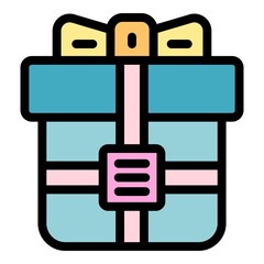 Surprise with ribbon icon. Outline surprise with ribbon vector icon color flat isolated