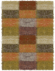 Rectangular colorful  quilt plaid with grunge weave elements isolated on white