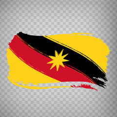 Flag Sarawak brush strokes. Waving Flag of  Sarawak State  on transparent background for your web site design, app, UI. Malaysia. EPS10.
