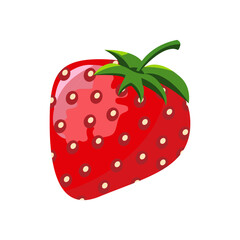 Fresh red Strawberry colorful logo. cartoon style symbol. Isolated on a white background, Flat design