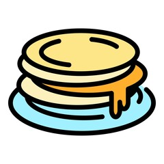 Lunch pancakes icon. Outline lunch pancakes vector icon color flat isolated