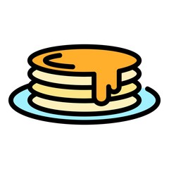 Honey pancakes icon. Outline honey pancakes vector icon color flat isolated
