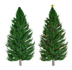 Christmas tree.isolated on white background.3d rendering
