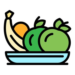 Fresh fruits icon. Outline fresh fruits vector icon color flat isolated