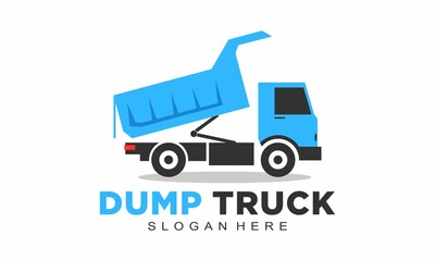 Unloading dump truck vector logo