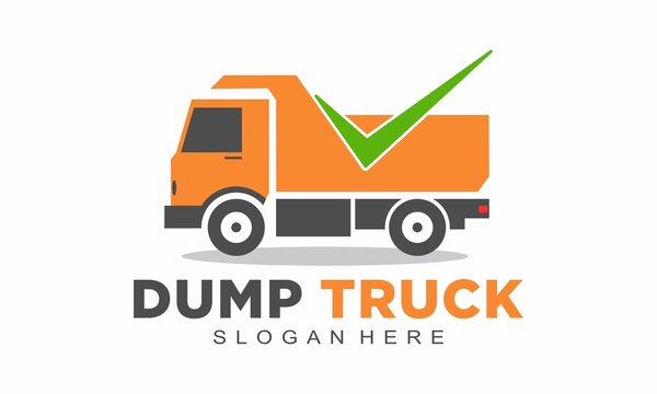 Good Orange Dump Truck Vector Logo