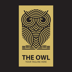 Abstract owl linear design logo.