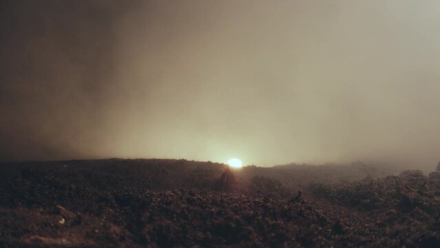 German tank on the hill. Battle staging of Tiger 