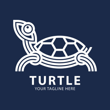Abstract linear turtle logo design template.