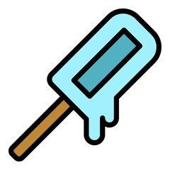 Melt ice cream icon. Outline melt ice cream vector icon color flat isolated
