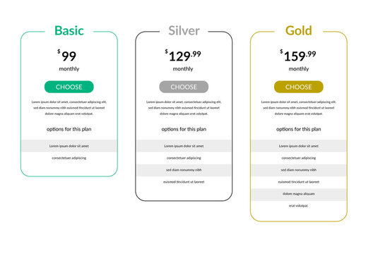 Subscription Plan Template with 3 Options