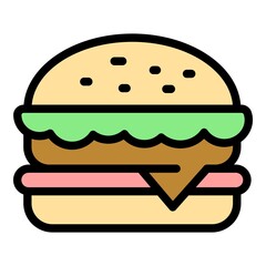 Hamburger icon. Outline hamburger vector icon color flat isolated