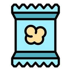 Popcorn food icon. Outline popcorn food vector icon color flat isolated
