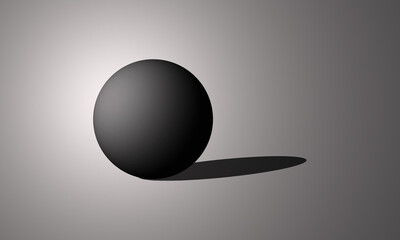 black and white sphere 3d illustration with shadow