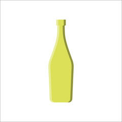 Vermouth bottle. Alcoholic drink for parties and celebrations. Simple shape isolated with shadow and light. Colored illustration on white background. Flat design style for any purposes.