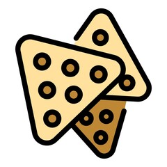 Nachos chips icon. Outline nachos chips vector icon color flat isolated