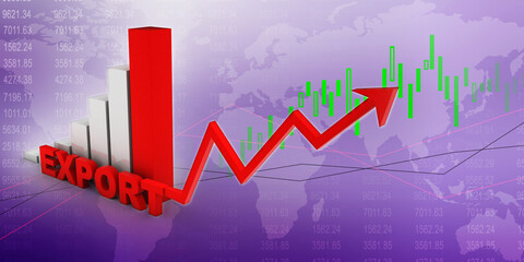 3d rendering Stock market online business concept. business Graph 