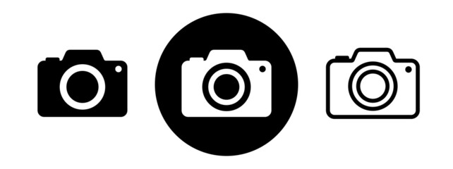 Photo camera icons set. Photography symbol. Photographing sign. Isolated raster illustration on white background.