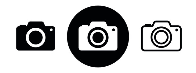 Photo camera icons set. Photography symbol. Photographing sign. Isolated vector illustration on white background. - obrazy, fototapety, plakaty