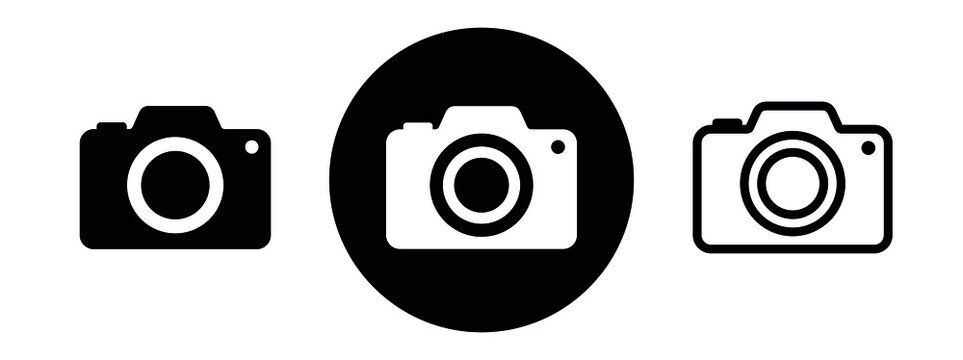 Photo camera icons set. Photography symbol. Photographing sign. Isolated vector illustration on white background.