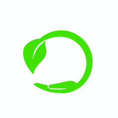 Leaf in hand logo. Organic Life symbol
