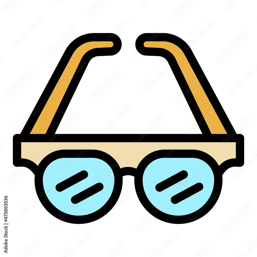 Sticker Eye exam glasses icon. Outline eye exam glasses vector icon color flat isolated - Stickers