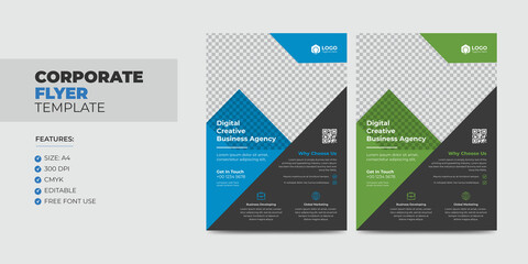 Colorful Corporate Modern Creative Business Flyer and Poster Template. Colorful Editable Leaflet Design